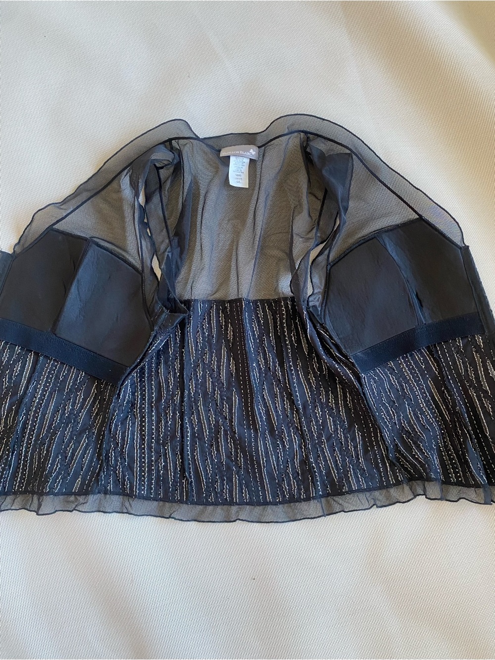Papillon Blanc Sheer Mesh Metallic Hook Front Top Y2K Large - Picture 7 of 10